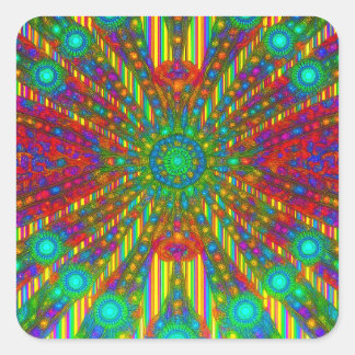 Carré Radiant Spectrum Burst Kaleidoscope Sticker