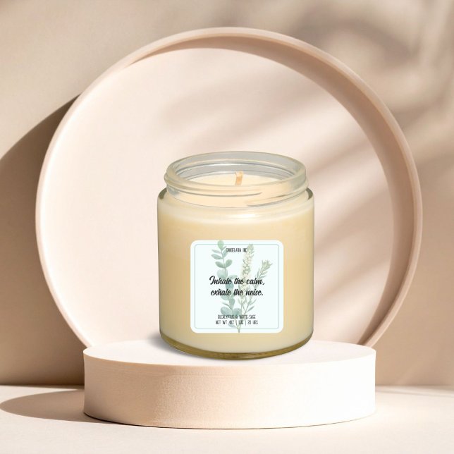 Carré Rejuvenating Eucalyptus Sage Candle Sticker Label (Créateur téléchargé)