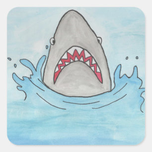 Carré Requin dans le Sticker de la mer Bleue profonde