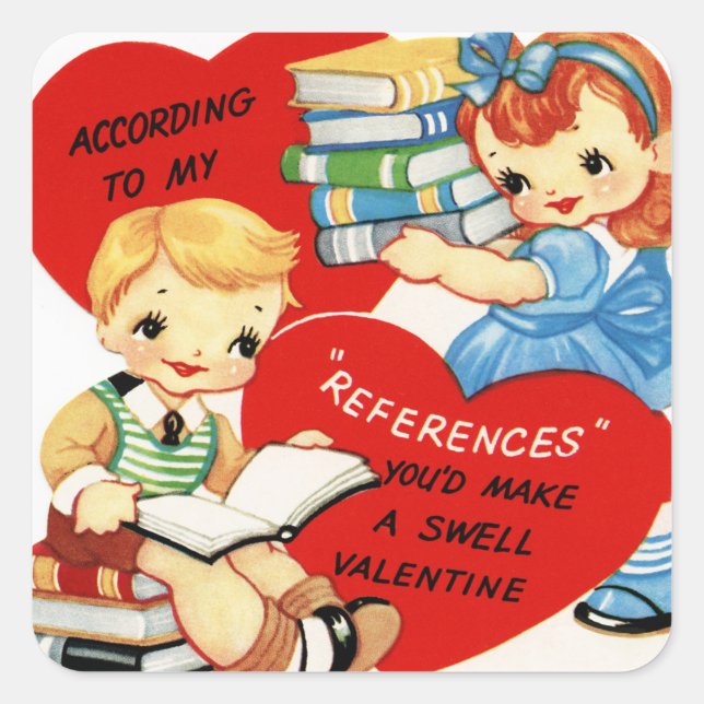 Carré Retro Vintage Valentine Holiday sticker couple (Devant)