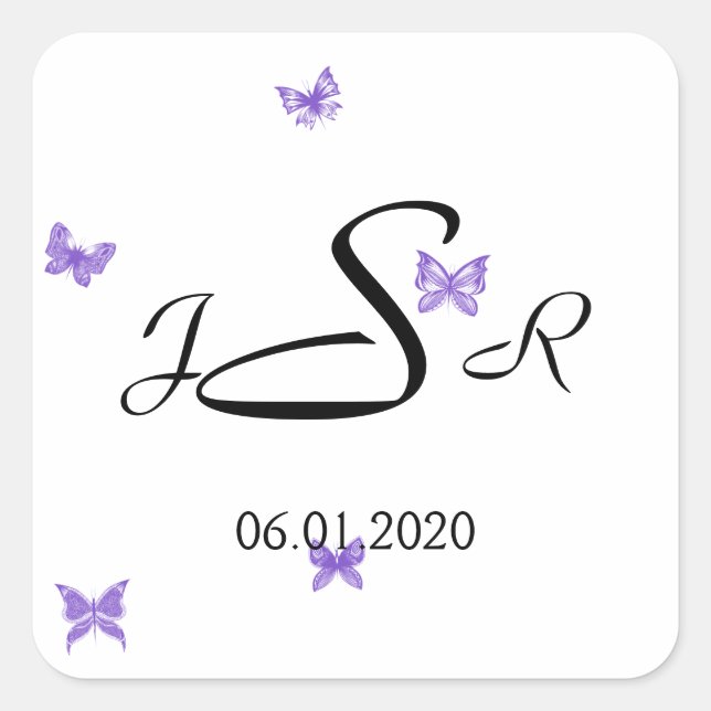 Carré Rêves de papillon : Sticker violet Monogram (Devant)