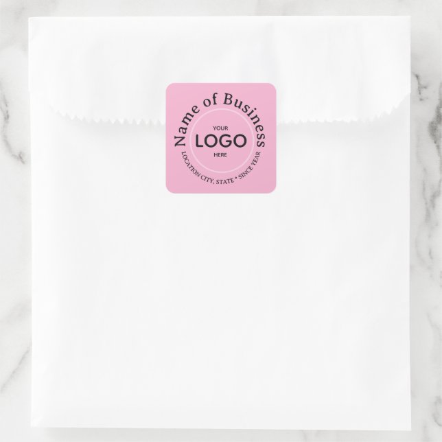 Carré Round Sticker Custom PINK Commercial Logo Mark (Sac)