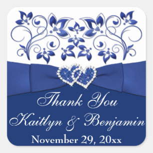 Carré Royal Blue, Blanc Coeurs Joints Favoriser Sticker