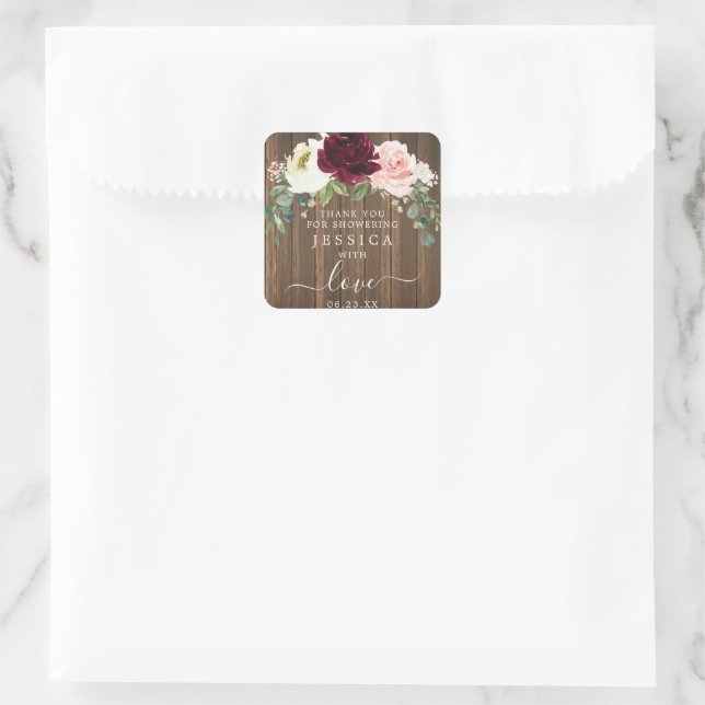 Carré Rustique Romantique Verdure Bois Favoriser Sticker (Sac)