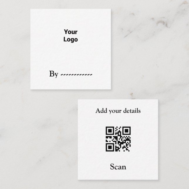 Carré Salon carte de visite ajouter votre logo Q R code  (Devant / Derrière)