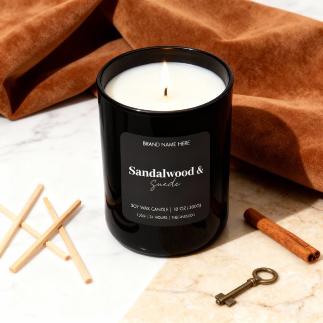 Carré Sandalwood & Suede Custom Candle - Black Sticker  (Créateur téléchargé)