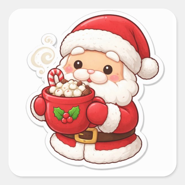 Carré “Santa’s Coffee Break” – Cute Christmas Sticker (Devant)