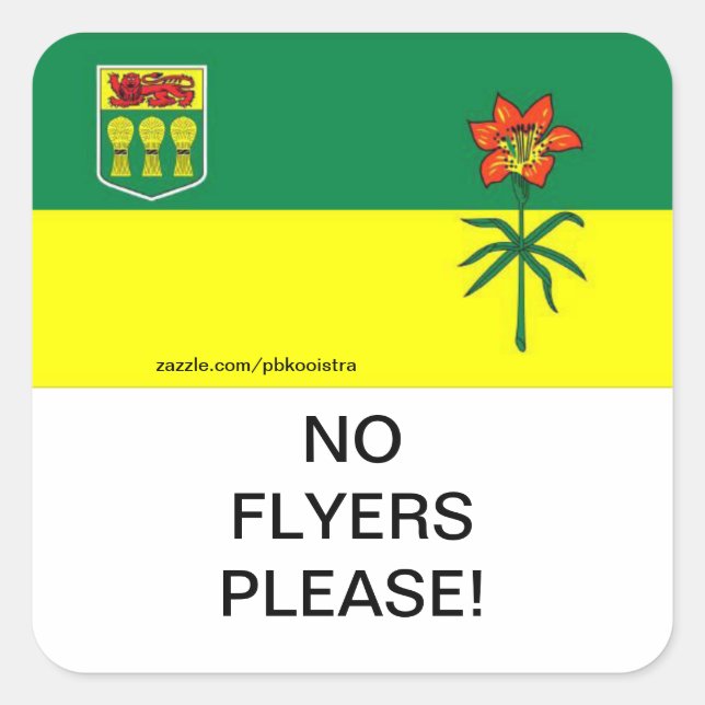 Carré Saskatchewan No Flyers Please mail Box Sticker (Devant)