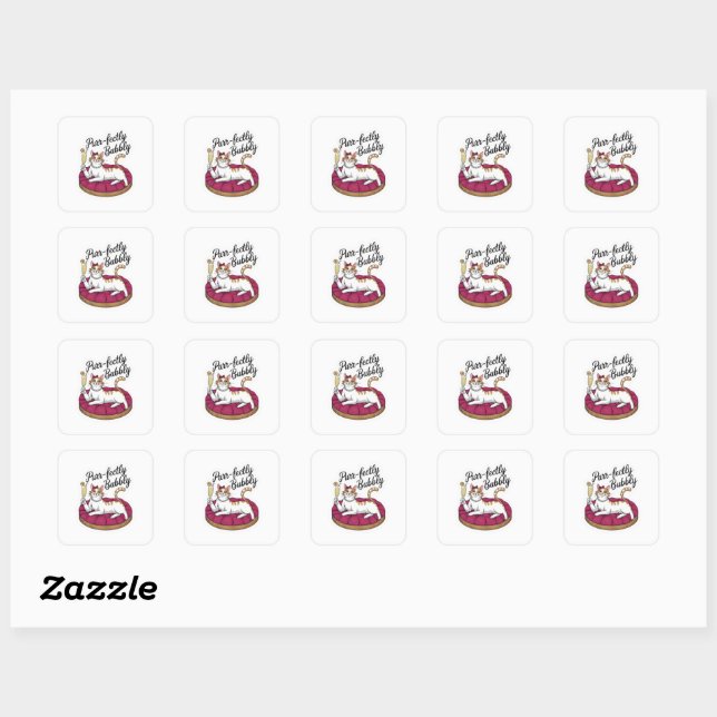 Carré Sassy Cat Cocktail Sticker (Feuille)
