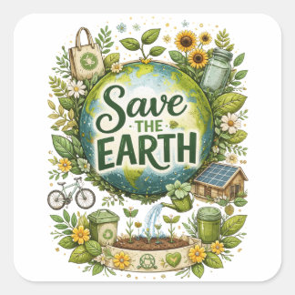 Carré Save the Earth – Eco Sticker