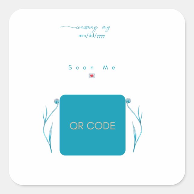 Carré Scan Me QR Code Sticker Wedding Envelope Seal  (Devant)