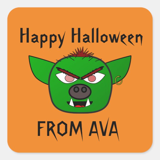 CARRÉ SCARY GOBLIN HALLOWEEN STICKER (Devant)