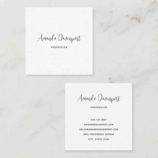 Carré Script tendance + Modèle de carte de visite Dongle (Devant / Derrière)