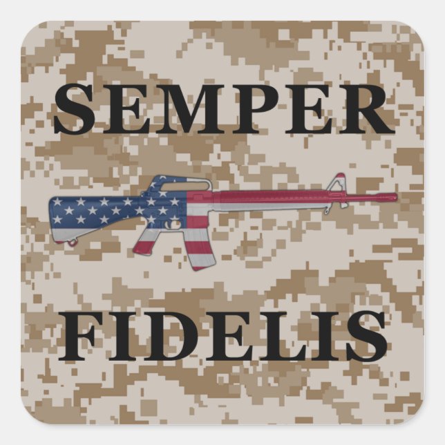 Carré Semper Fidelis M16 Sticker Tan (Devant)
