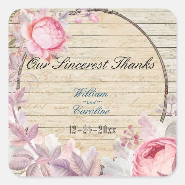 Carré Shabby Chic Victorian Merci Sticker (Devant)