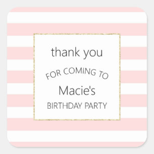 Carré Simple rose strié grâce Merci sticker