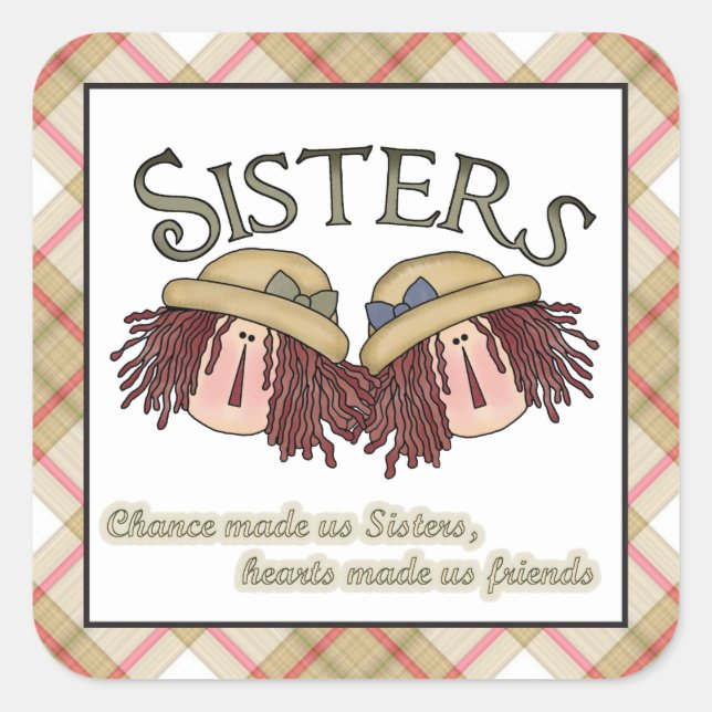 Carré Sister poem fun famille sticker (Devant)