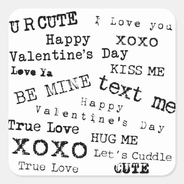 Carré Slogans de coeur VALENTINE Ancien Sticker de machi (Devant)