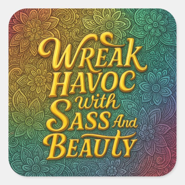 Carré Snarky Wreak Havoc avec Sass and Beauty Sticker (Devant)