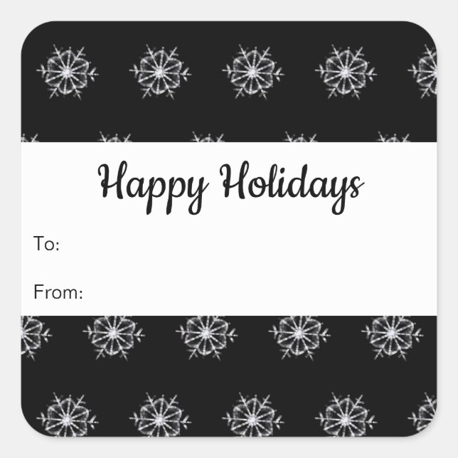 Carré Snowflakes Sticker Tags personnalisables (Devant)