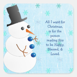 Carré Snowman Snowflake Citation de Noël Sticker