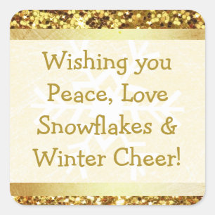 Carré Snowman Snowflake hiver Citation de Noël Sticker