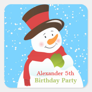 Carré Snowman Winter Wonderland Sticker d'anniversaire