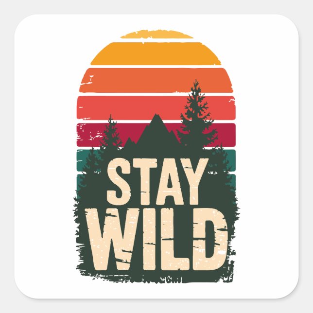 Carré Stay Wild Vintage Sunset Square Sticker  (Devant)