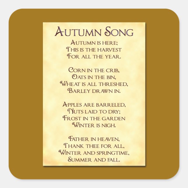 Carré Stick d'automne Thanksgiving Harvest Sticker (Devant)
