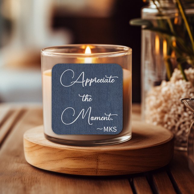 Carré Sticker 3 pouces Bleu, Monogramme et Affirmation P (Créateur téléchargé)