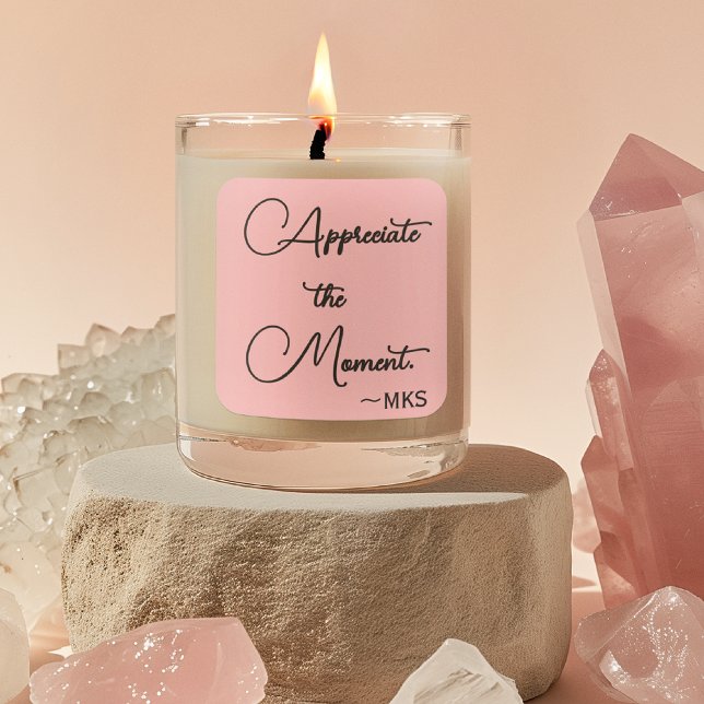 Carré Sticker 3 pouces rose Monogramme et affirmation po (Créateur téléchargé)