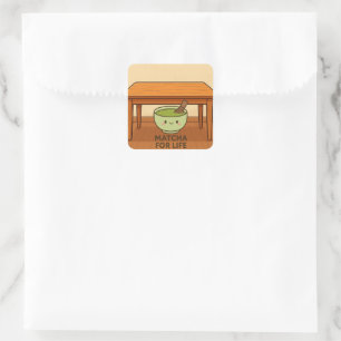 Carré Sticker à bol mignon Matcha