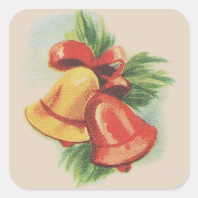 Carré Sticker à cloches de Noël des années 1940 (Devant)