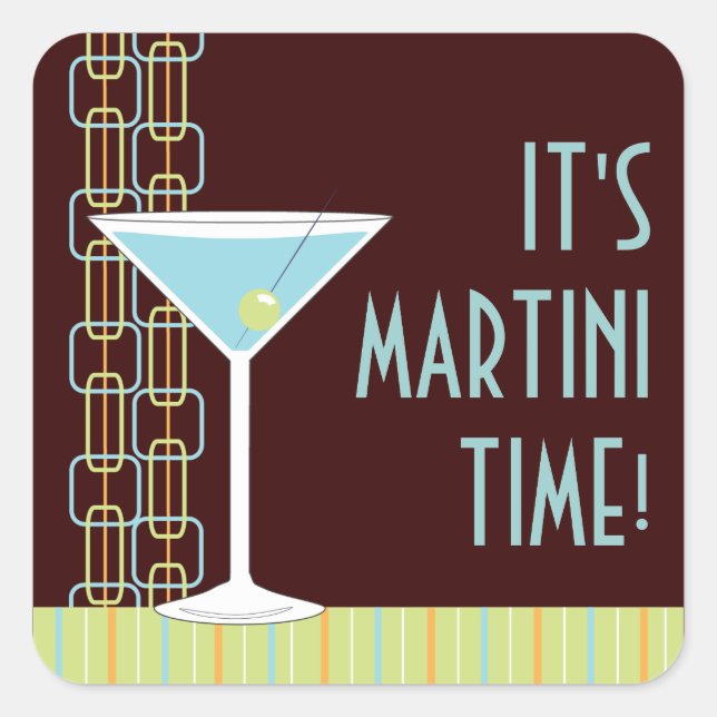 Carré Sticker à cocktails Retro Martini (Devant)