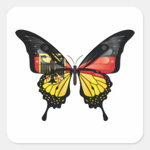 Carré Sticker à drapeau à papillon de l'Allemagne