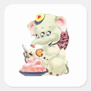 Carré Sticker à éléphant à 3 yeux mignon - Série de 6