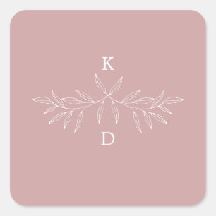 Carré Sticker à Faire-part de mariage Laurel minimal