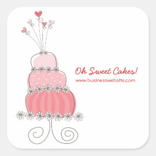 Carré Sticker à gâteau Mariage rose chic