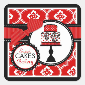Carré Sticker à gâteau sucré rouge B