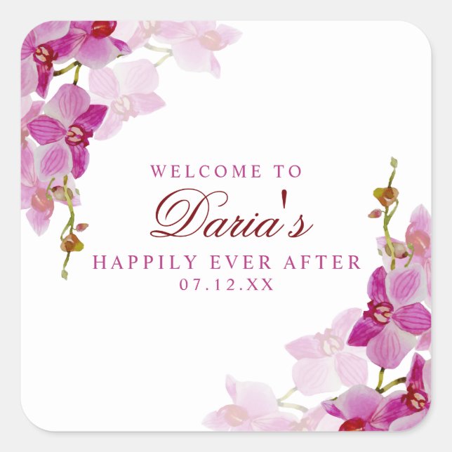 Carré Sticker à orchidée tropicale (Devant)