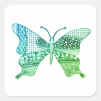 Carré Sticker à papillon vert mou Zen