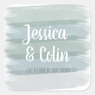 Carré Sticker à pinceau mariage Aquarelle
