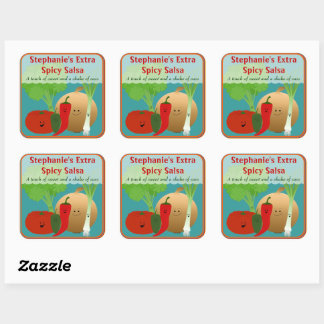 Carré Sticker à salsa Happy personnalisé