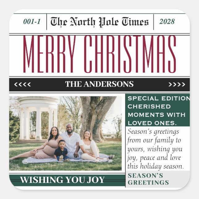 Carré Sticker à thème du journal de Noël (Devant)