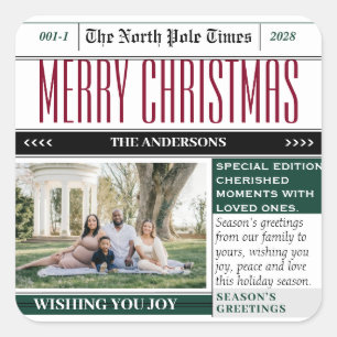 Carré Sticker à thème du journal de Noël