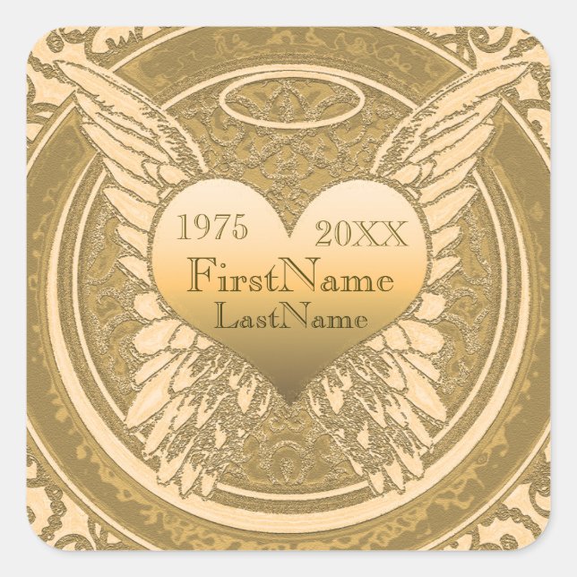 Carré Sticker | Ajouter un nom |Look Gold Foil (Devant)