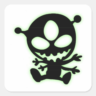 Carré Sticker Alien vert brillant