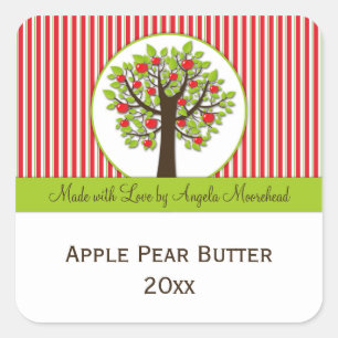 Carré Sticker alimentaire Feuille Red Apple Green