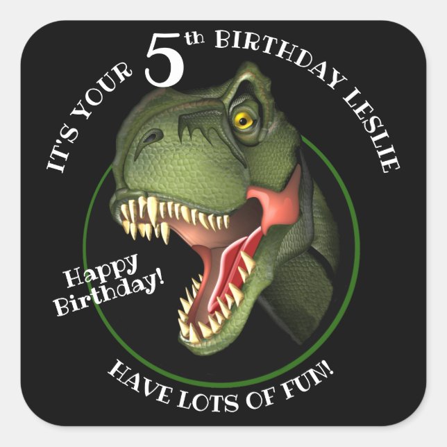 Carré Sticker Anniversaire de enfant pour Dinoseur migno (Devant)