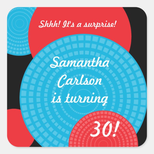 Carré Sticker Anniversaire des cercles de chevauchement (Devant)